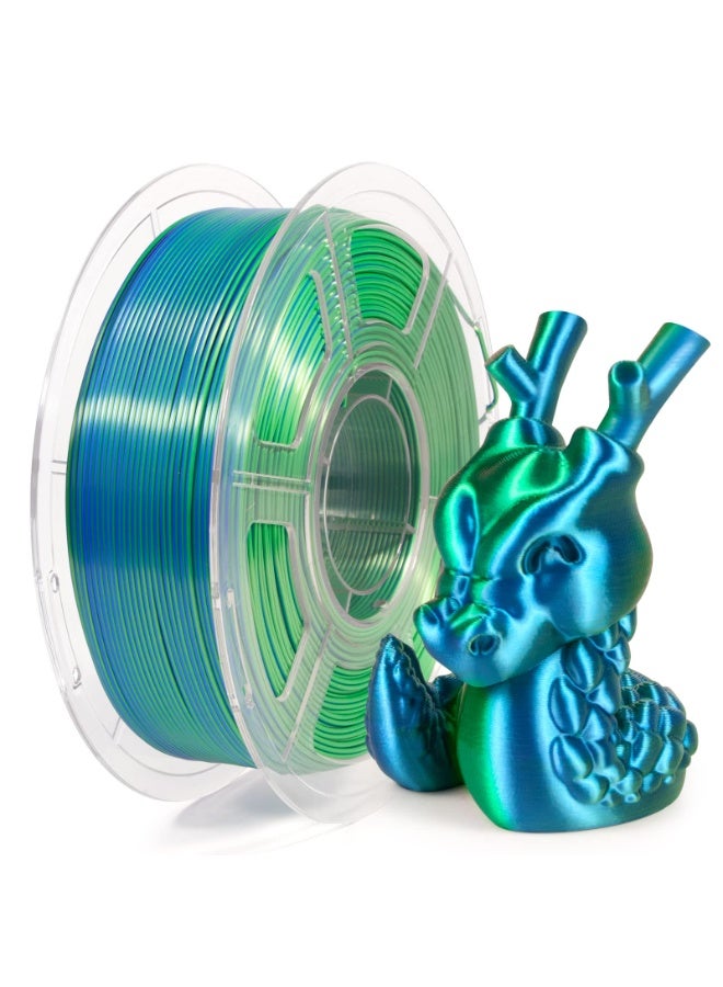 Mordely Pla Filament 1.75mm, Shiny Silk PLA 3D Printer Filament, Dual Color Filament Dimensional Accuracy +/- 0.03 mm, Coextruded Filament Blue and Green,1 kg/Spool - Image 1